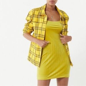 *BRAND NEW* Gold yellow velvet dress - URBAN OUTFITTERS